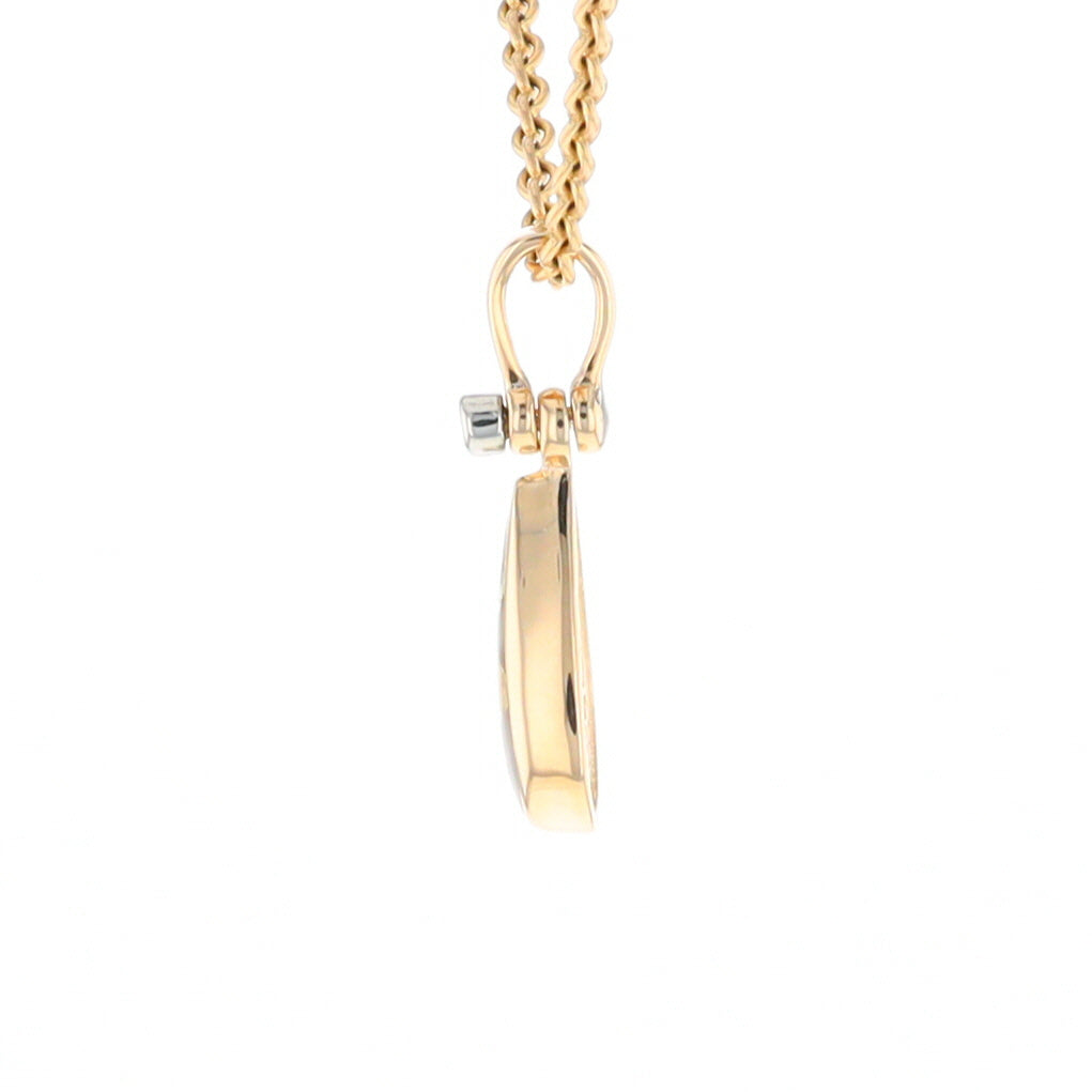 Gold Quartz Pendant Tear Drop Inlaid Design with .02ct Diamond