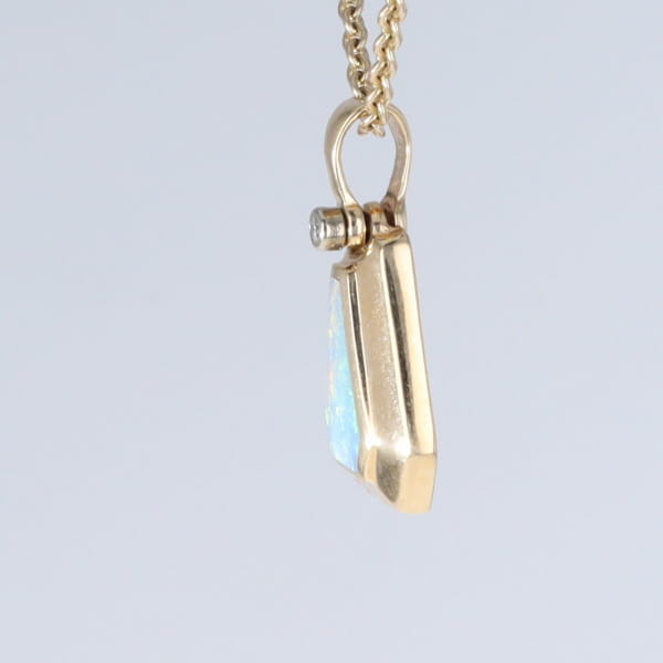 Opal Triangle Inlay with .02ctw Diamond Pendant
