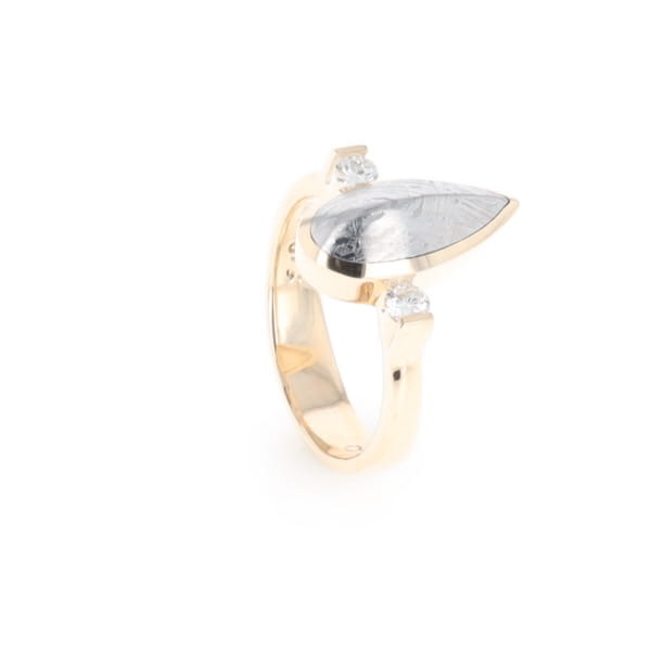 Meteorite Pear Shape Inlay Ring