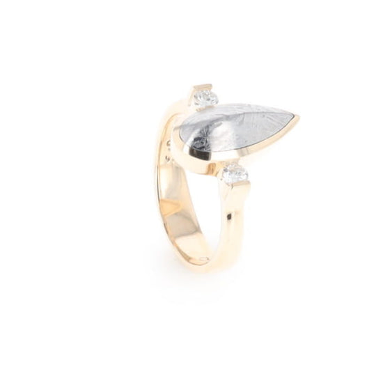 Meteorite Pear Shape Inlay Ring
