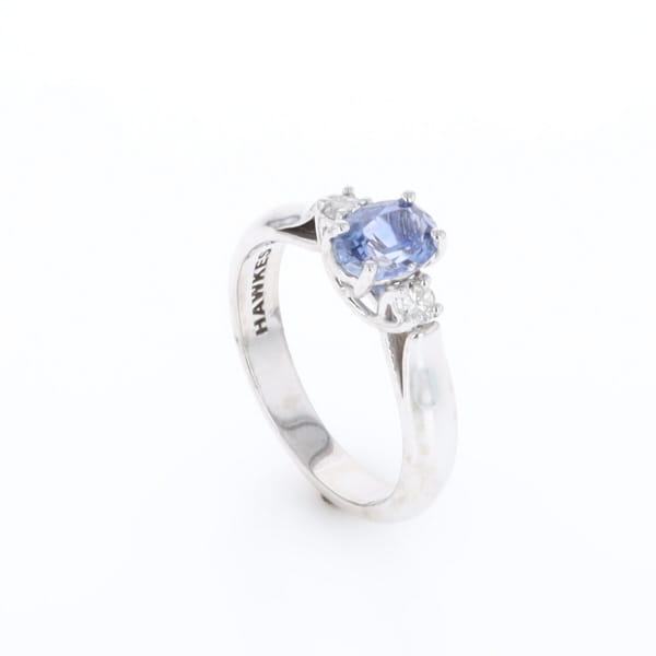 Ceylon Sapphire Three-Stone Trellis Ring