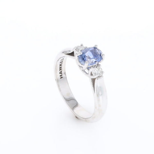 Ceylon Sapphire Three-Stone Trellis Ring