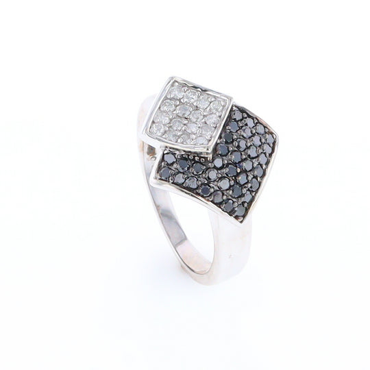 Double Pavé Black and White Diamond Ring