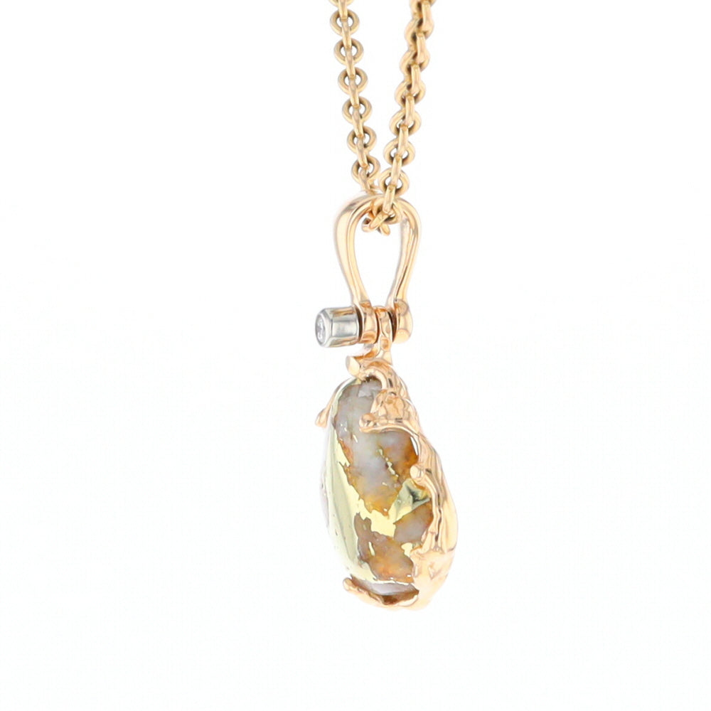 Gold Quartz Freeform Pendant