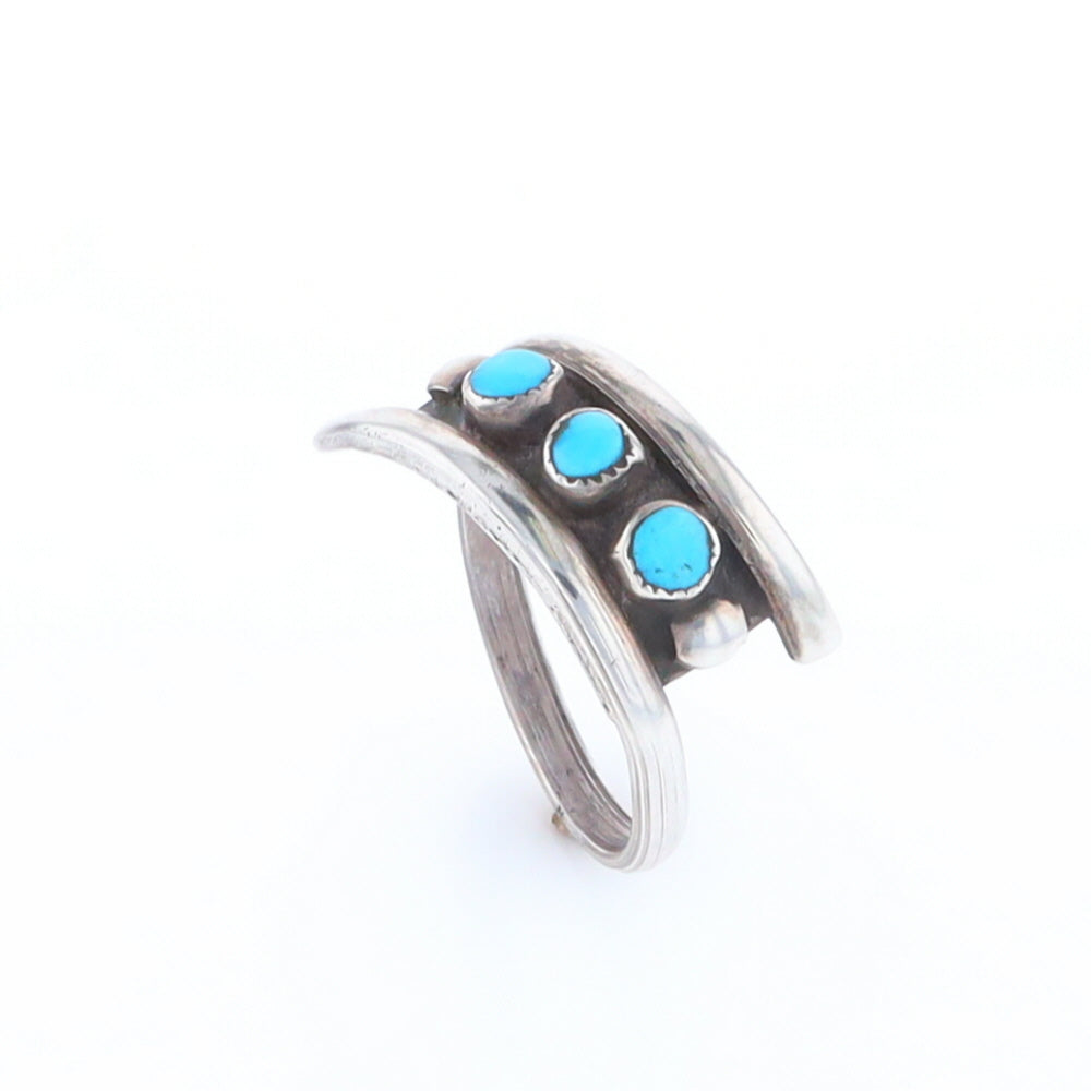 Round Turquoise Row Bypass Ring