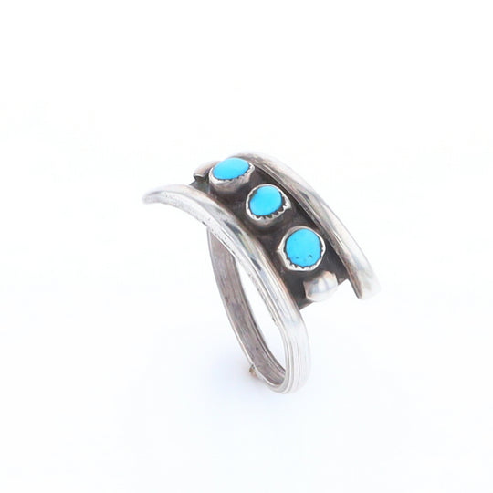 Round Turquoise Row Bypass Ring