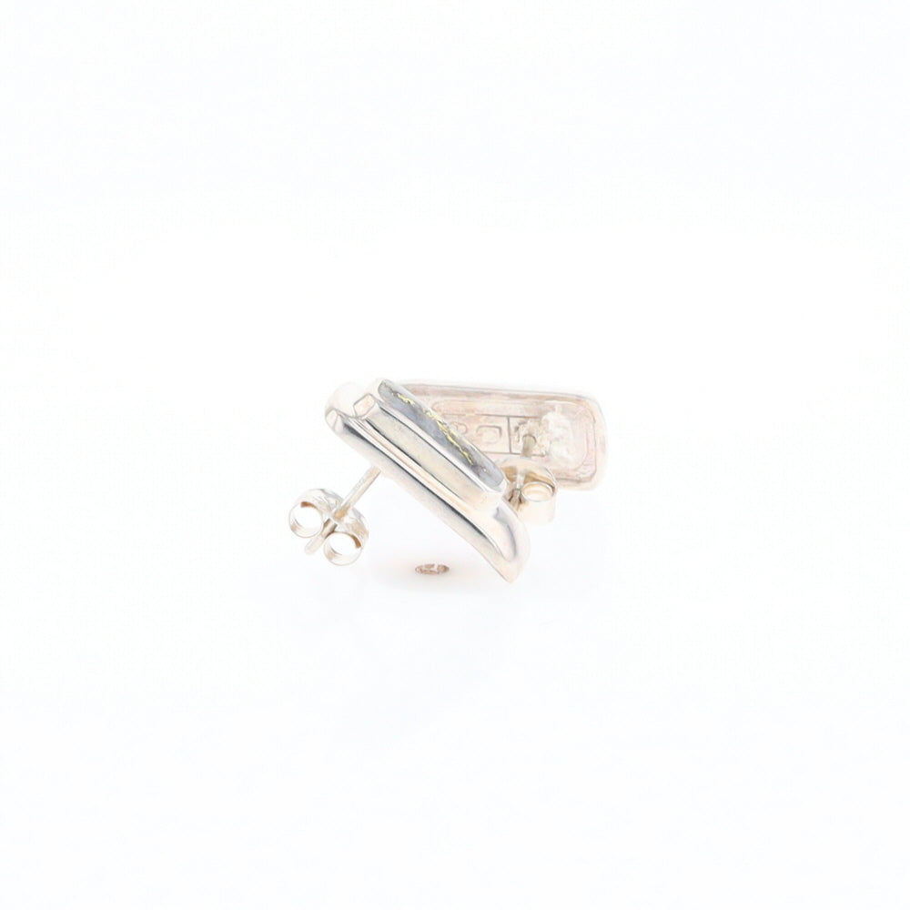 Gold Quartz Inlaid Rectangle Stud Earrings - G3