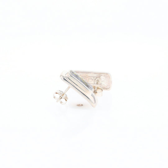 Gold Quartz Inlaid Rectangle Stud Earrings - G3