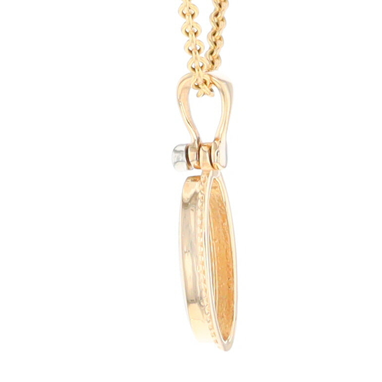 Gold Quartz Small Milgrain Oval Pendant