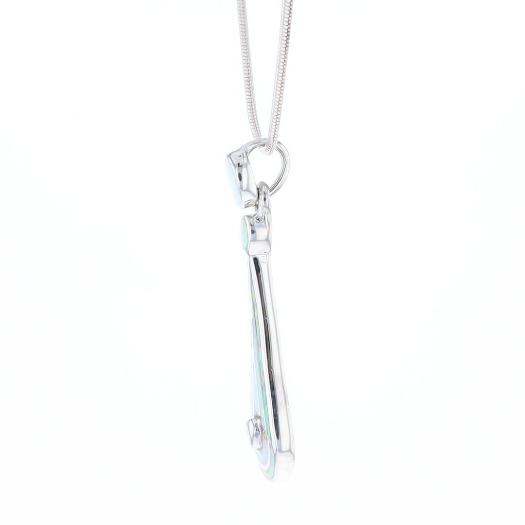 Teardrop Simulated Opal Inlay Necklace