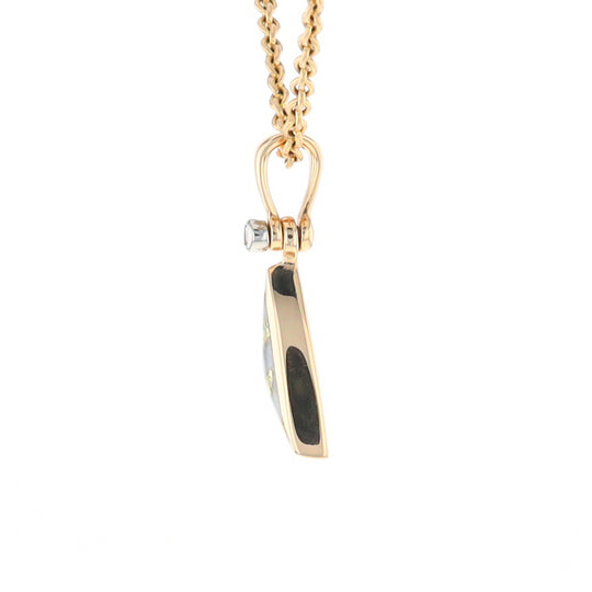 Gold Quartz Necklace Sail Inlaid Design Pendant with .02ct Diamond