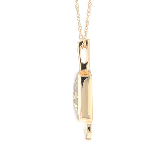 Gold Quartz Pendant with 0.04ctw Diamond Accent