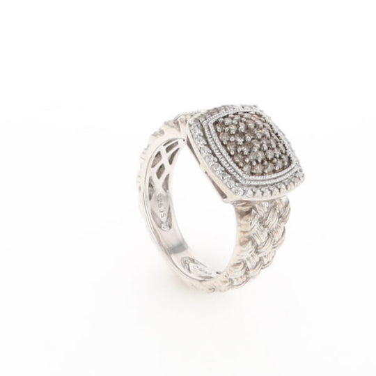 Champaign Diamond Square Braided Cluster Band