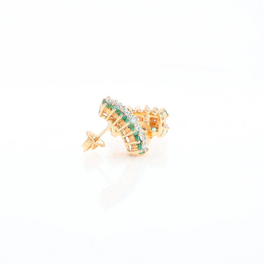 Three-Row Drop Emerald and Diamond Earrings