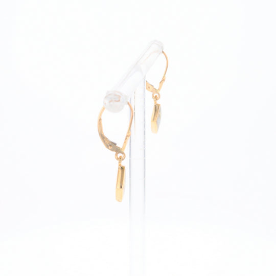 Gold Quartz Earrings Diamond Shape Inlaid Lever Backs G1