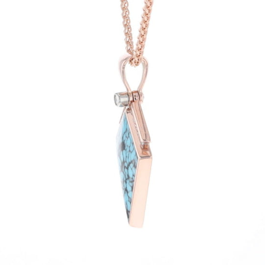 Turquoise Kite Shaped Inlaid Pendant with 0.19ctw Diamonds