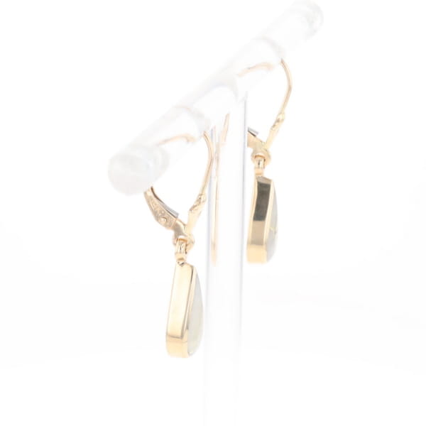Gold Quartz Earrings Tear Drop Inlaid Lever Backs - G2