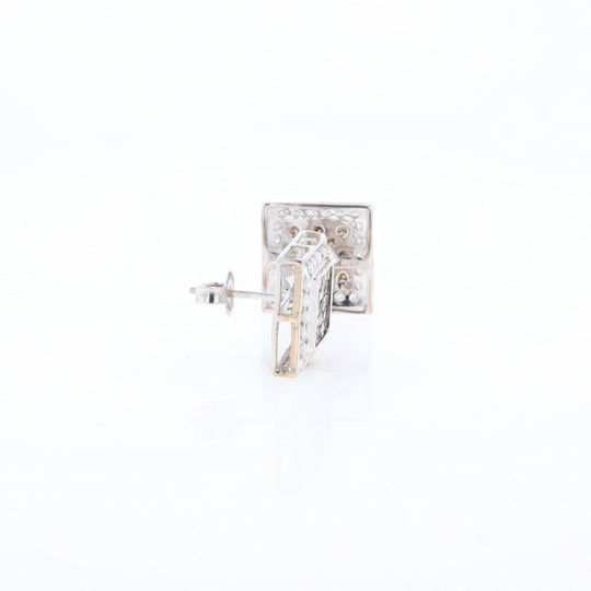 Square White & Chocolate Diamond Earrings