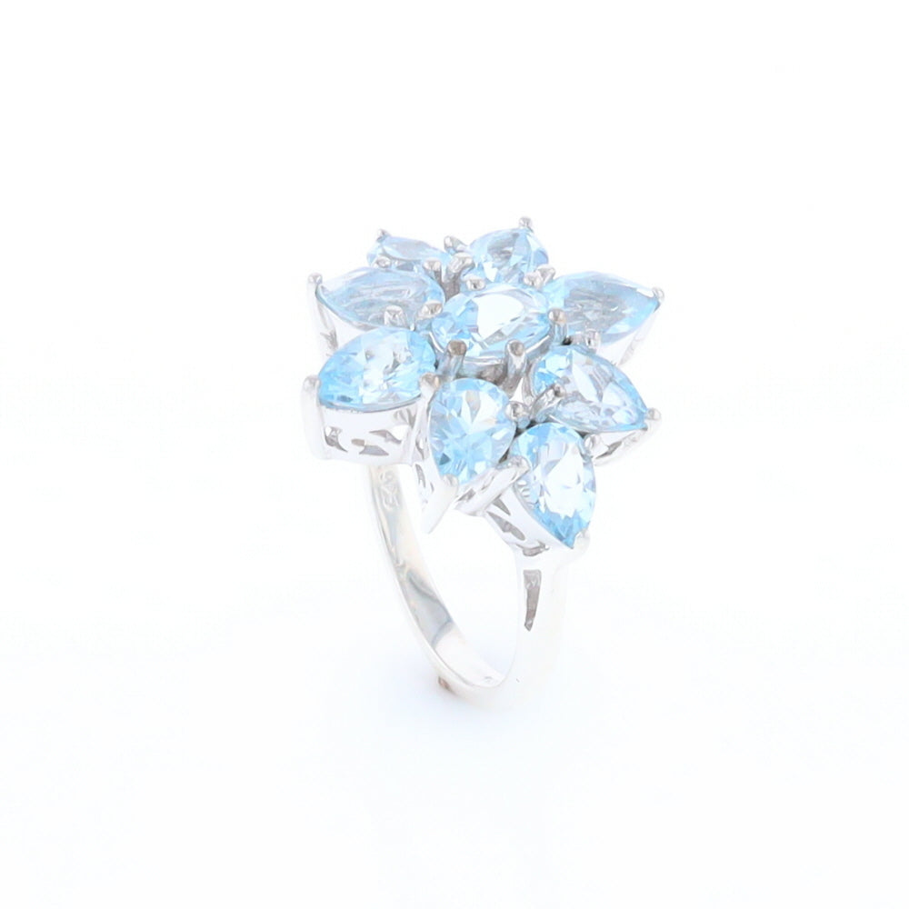 Blue Topaz Flower Ring