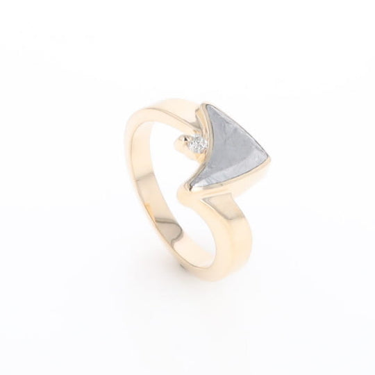 Meteorite Ring Boat Sail Inlaid Design with .04ctw Round Diamond