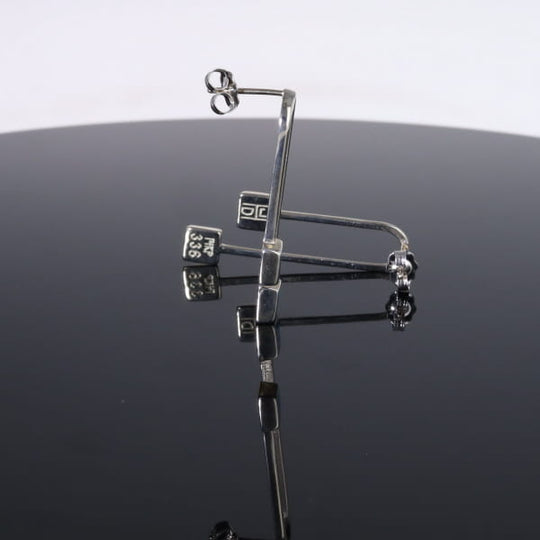 Opal Earrings Curved Bar Double Square Inlaid Ends Design Studs