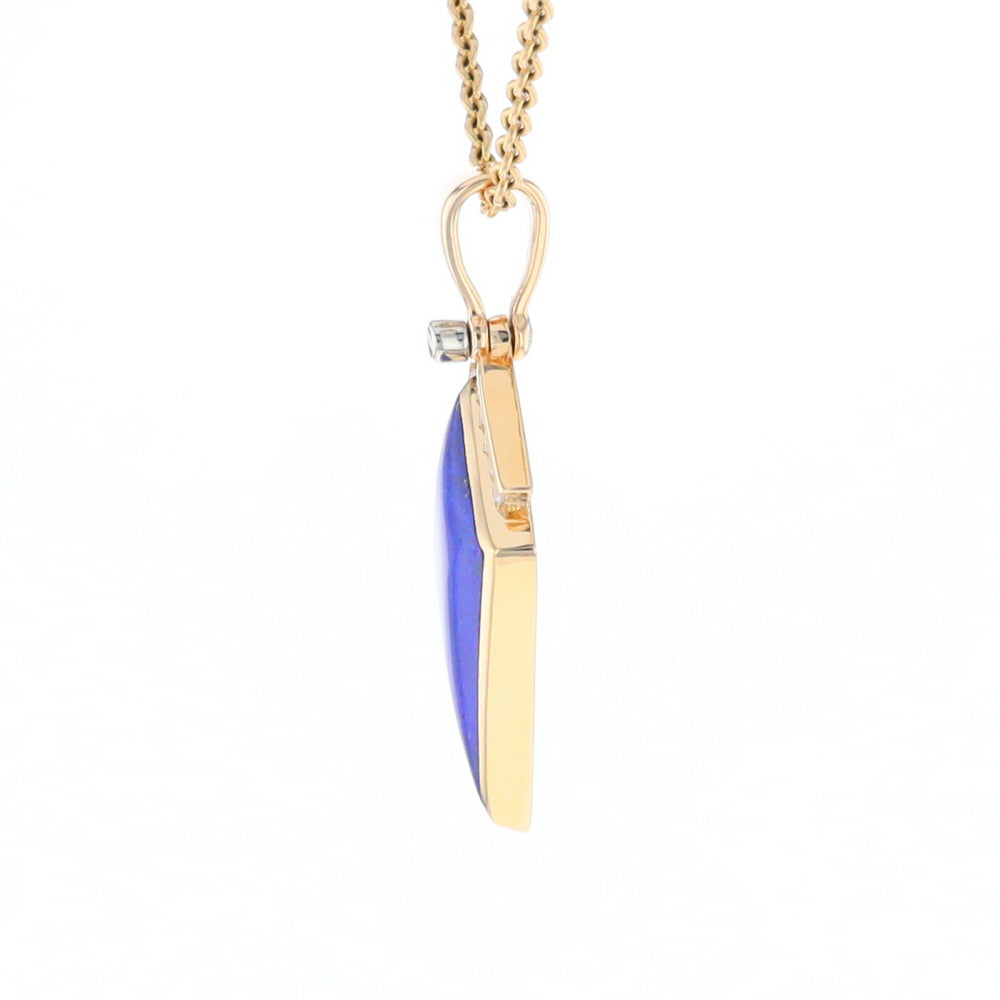 Lapis Kit Shaped Inlaid Pendant with 0.19ctw Diamonds