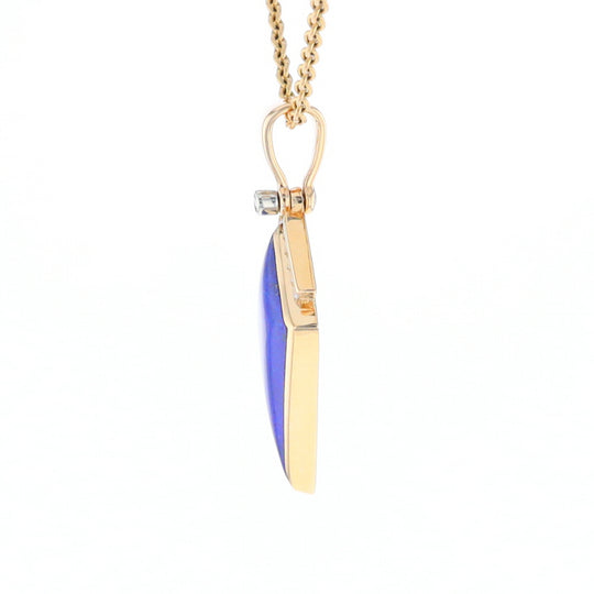 Lapis Kit Shaped Inlaid Pendant with 0.19ctw Diamonds