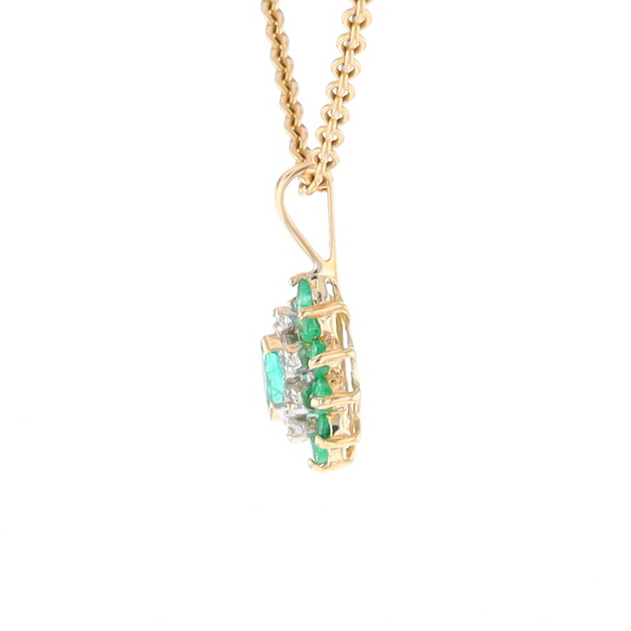 Marquise Shaped Emerald and Diamond Pendant