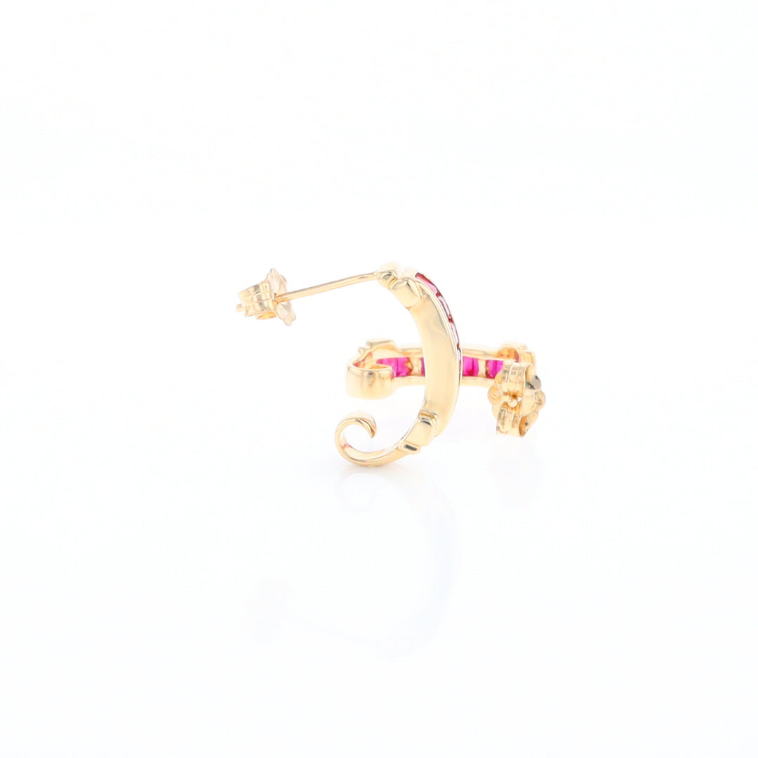 Channel Ruby Semi-Hoop Earrings