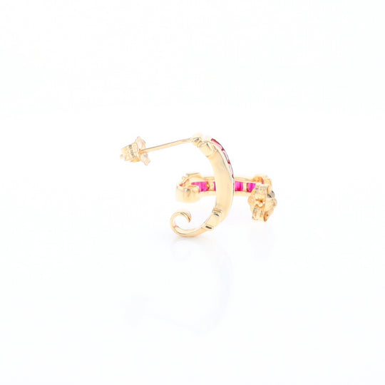 Channel Ruby Semi-Hoop Earrings