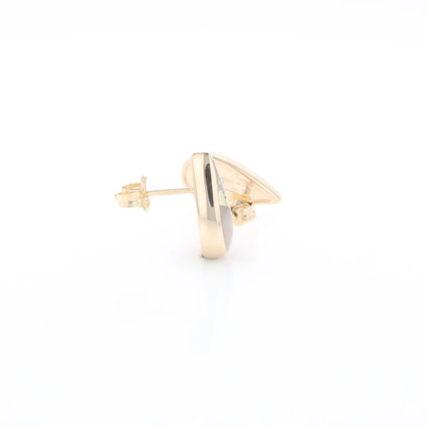 Gold Quartz Earrings Tear Drop Inlaid Studs