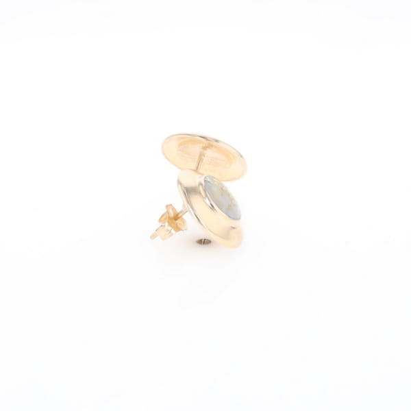 Superior Quality Gold Quartz Inlaid Circle Stud Earrings
