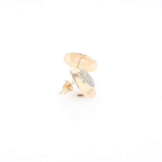 Superior Quality Gold Quartz Inlaid Circle Stud Earrings