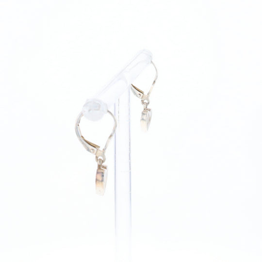 Silver Gold Quartz Inlaid Heart Earrings - G3