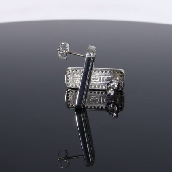 Opal Earrings Rectangle Inlaid with .50ctw Round Diamond Halo Studs