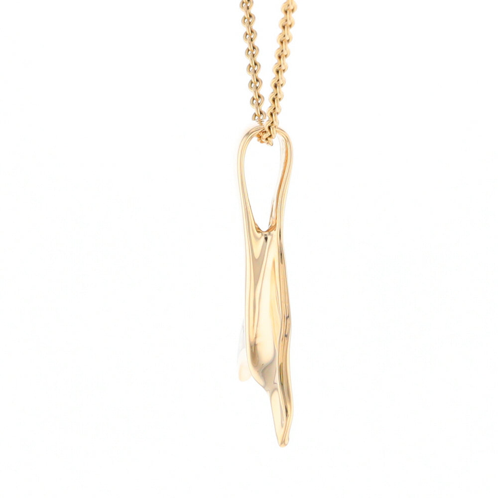 Whale Tail Natural Gold Quartz Single Side Inlaid Pendant