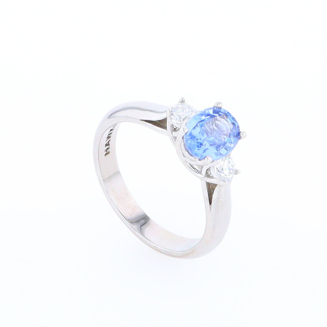 Ceylon Sapphire Three-Stone Trellis Ring