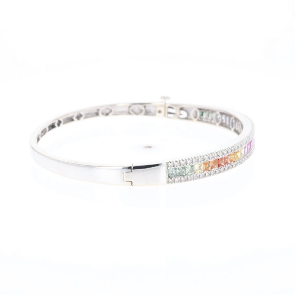 Multi-color Sapphire Cuff Bracelet with Diamond Accents