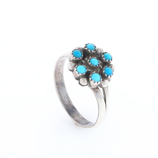 Round Turquoise Cluster Ring