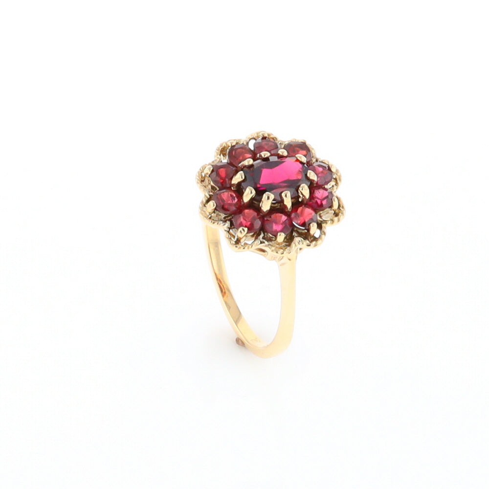 Floral Cluster Garnet Ring