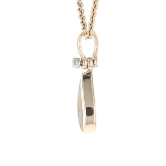 Gold Quartz Pendant Tear Drop Inlaid Design with .02ct Diamond