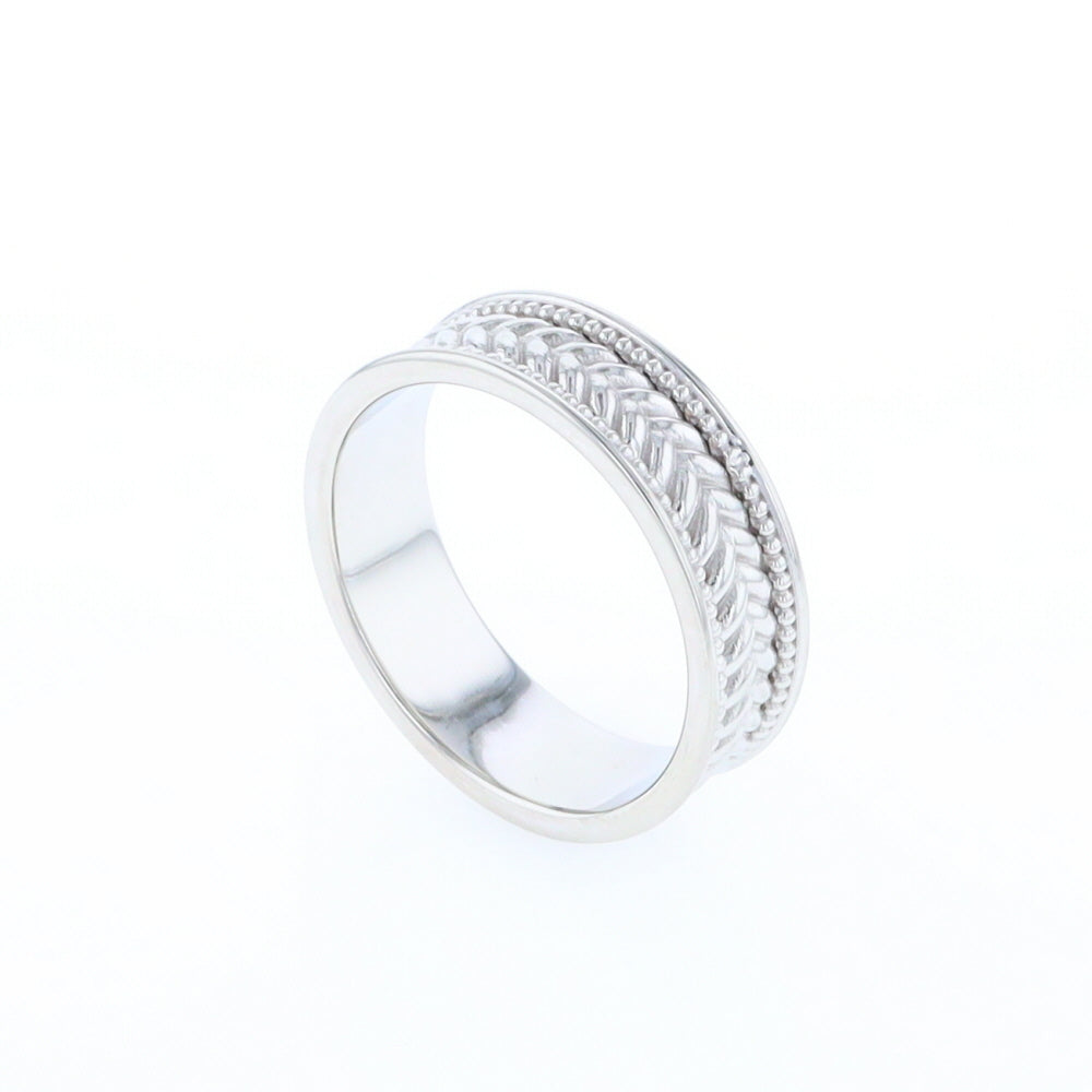 Braided White Gold Men's Ring