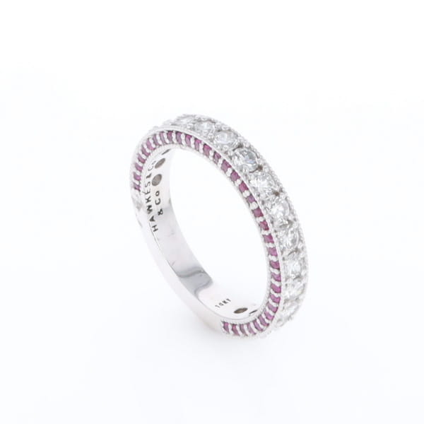 Diamond and Pink Sapphire Wedding Band