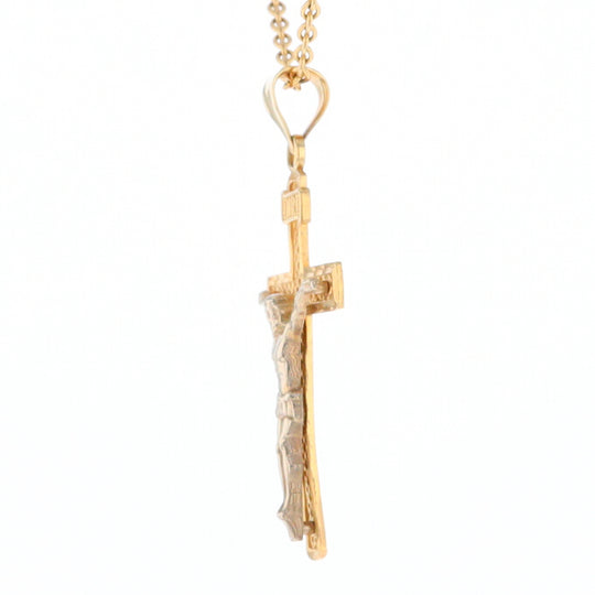 Two Tone Gold Crucifix Pendant