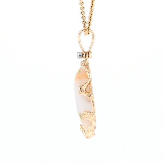 Gold Quartz Freeform Pendant