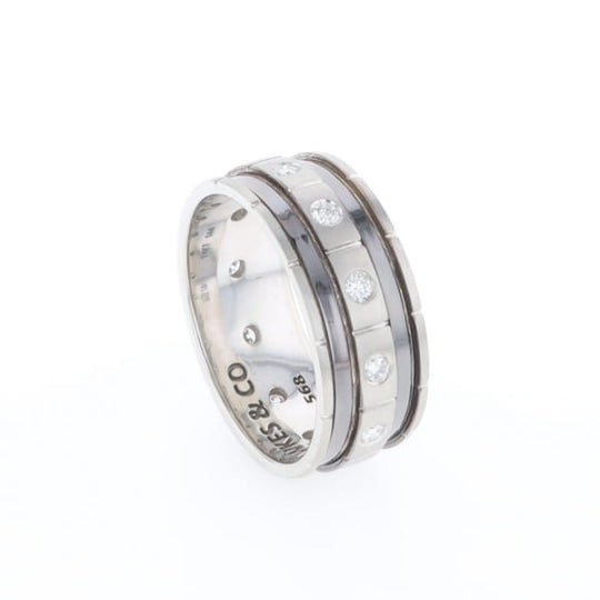 Contemporary Men's Comfort Fit Wedding Band With Diamonds