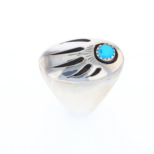 Mens Native Turquoise Bear Claw Ring