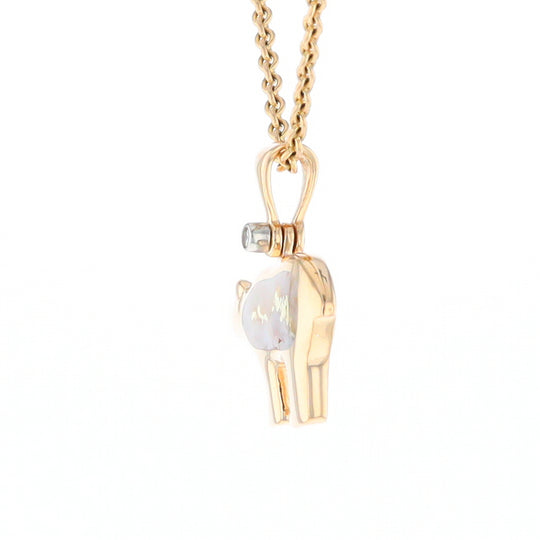 Gold Quartz Inlaid Polar Bear Pendant