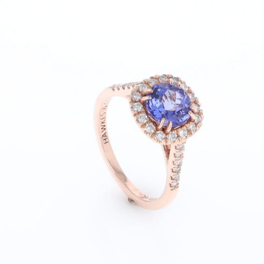 Rose Gold Tanzanite Halo Ring