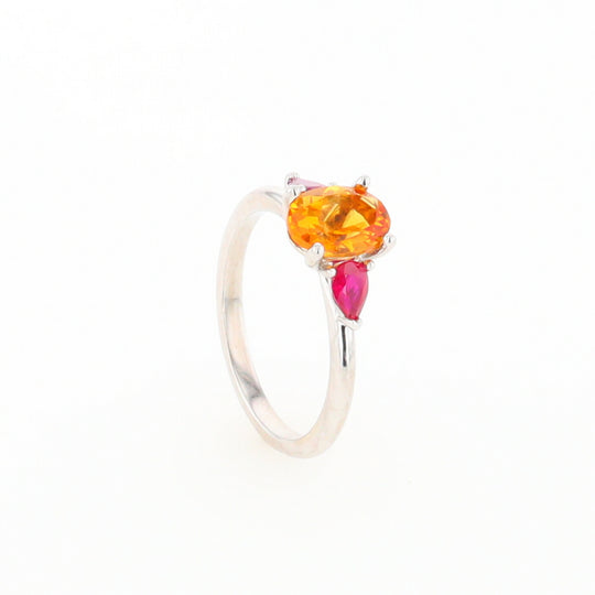 Fall Season Citrine and Ruby Ring